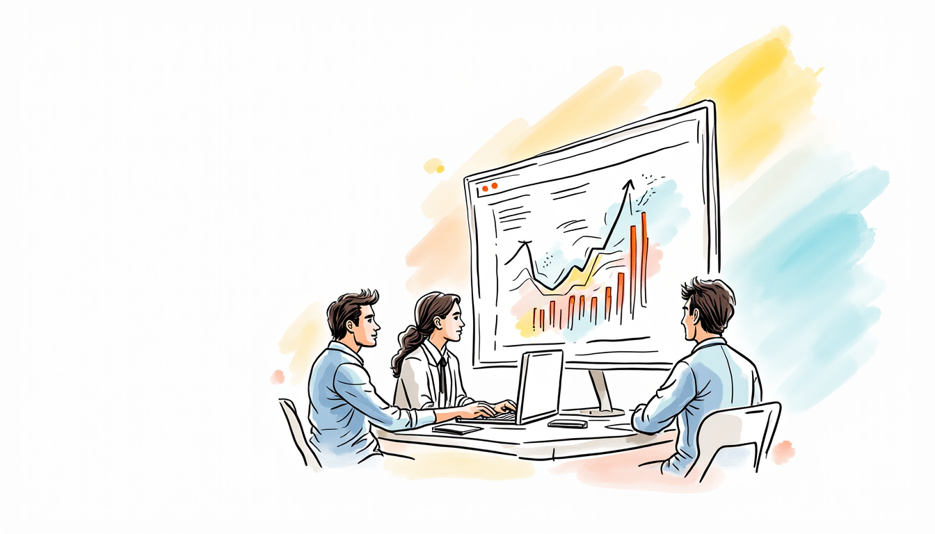 Ilustrație cu un computer și elemente de web design, reprezentând servicii creare site și dezvoltare web.